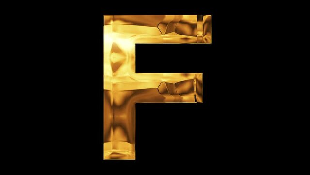 F letter alphabet 2024 golden shine animation video