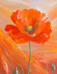 Poppy flower abstract art painting