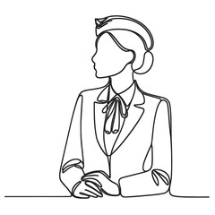 A stewardess in a line drawing style