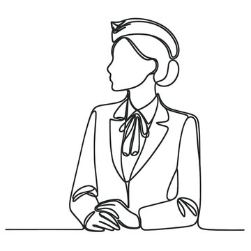 recommend clip art: A stewardess in a line drawing style