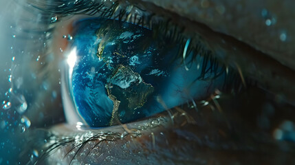 The eye of a human that is the globe of the earth