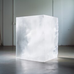 Ice Cube Sculpture in Minimalist Ambiance
