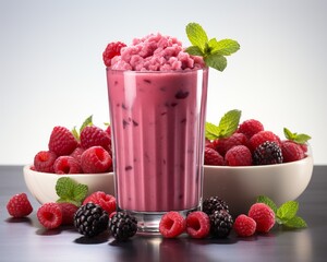 Berry Blast Smoothieblank templated, rule of thirds, space for text, isolated white background