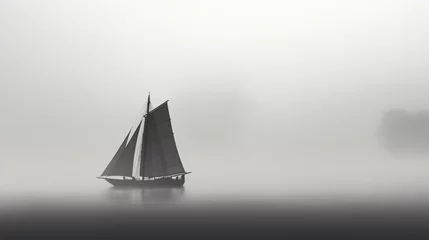 Deurstickers Black sailboat © Jafger