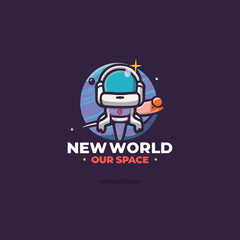 2d vector illustration space rocket plant earth 
