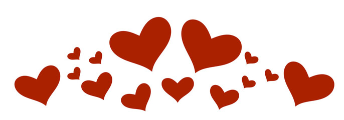 Red heart shapes on transparent background