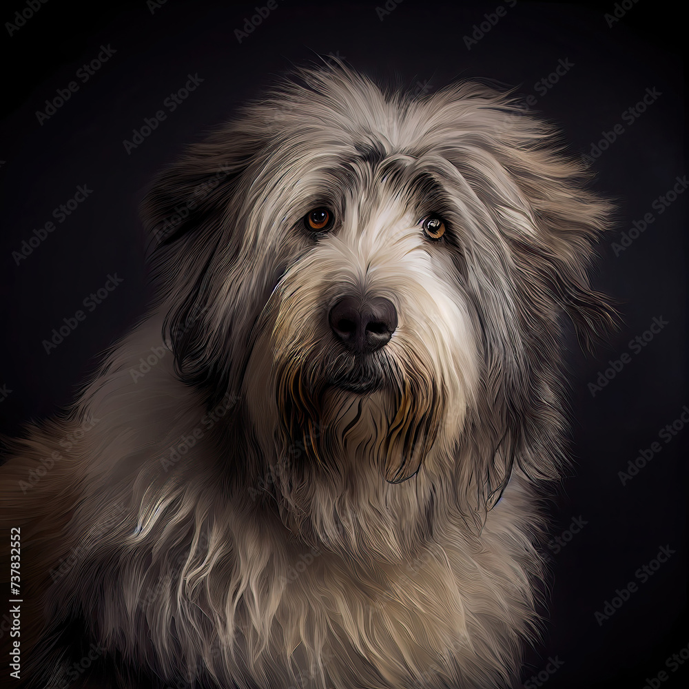 Wall mural Catalan Sheepdog Studio Portrait With Expressive Eyes And Fluffy Coat