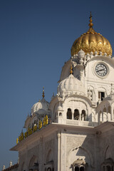 View of details of architecture inside Golden Temple - Harmandir Sahib in Amritsar, Punjab, India,...