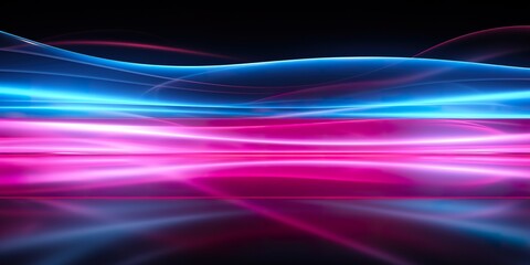 Blue and pink color glowing neon line oil miter on black background. feeling station. modern conceptual design background - obrazy, fototapety, plakaty