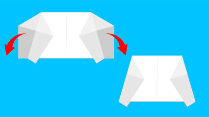 Illustration of an open envelope with a red arrow on a blue background