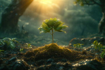 Plant growing up from the dirt concept of natural conservative. Save planet by grow the plants....