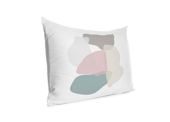 Soft pillow with stylish abstract print isolated on white