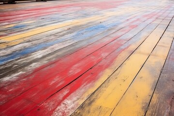 Colorful sports court background. top view of red rubber ground with white lines