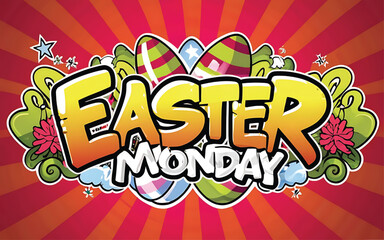 celebrated Easter monday poster template design with egg background