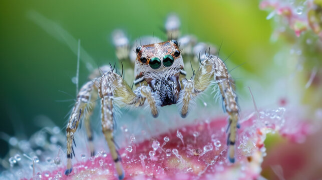 Macro photo of a spider sitting on a flower