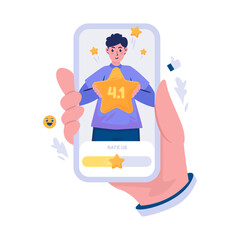 Customer feedback with online star rating illustration