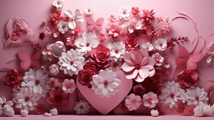 a pink and white paper flowers