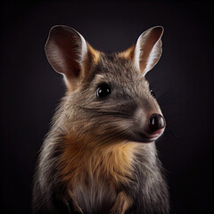 Close-Up Portrait of a Bandicoot on a Dark Background