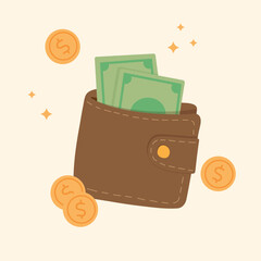 brown wallet vector illustration