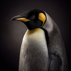 Naklejka premium Majestic Emperor Penguin Studio Portrait with Dark Background