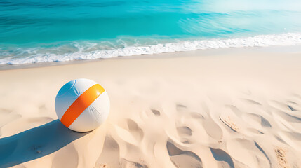 Fototapeta na wymiar Beach volleyball background, sport combination of volleyball on the beach