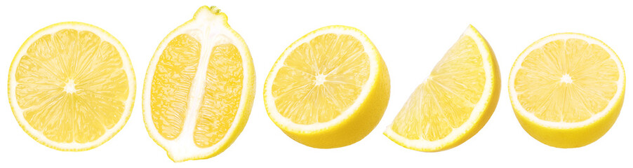slice lemon fruit and half lemon isolated, Fresh and Juicy Lemon, transparent PNG, PNG format,...