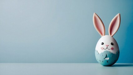 Bunny easter egg with ears  - obrazy, fototapety, plakaty