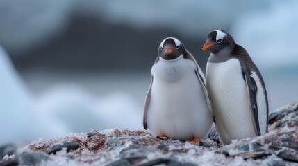 Penguins in Antarctica: Adorable penguins in their natural habitat, conveying the charm of these resilient birds.