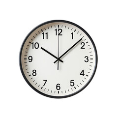 Modern white wall clock with a minimalist design, cut out