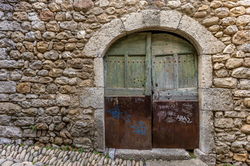 Architectural details in the medieval village of Labeaume d'Ardèche 