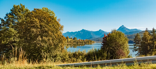 Alpine summer view near Weissensee, Fuessen, Ostallgaeu, Bavaria, Germany