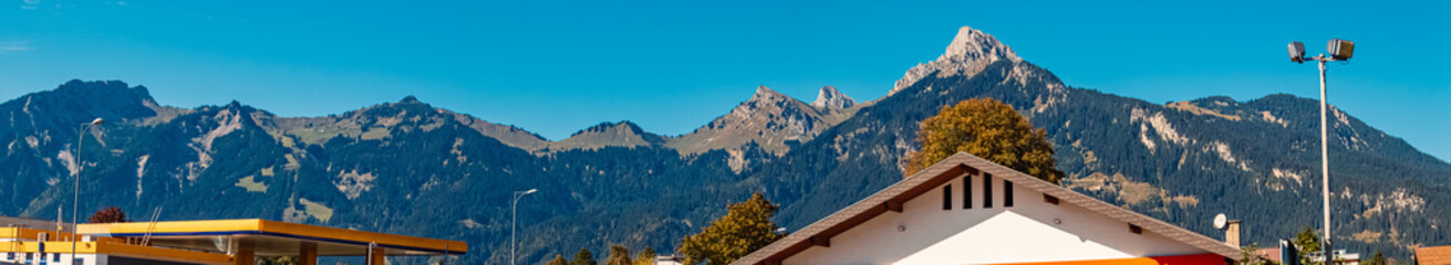 High resolution stitched alpine summer panorama at Reutte, Tyrol, Austria