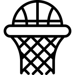 Fototapeta na wymiar Basketball Ball in Hoop Icon