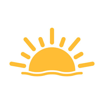 A half sun is setting downwards icon vector sunset concept for graphic design, logo, website, social media, mobile app, UI illustration