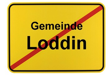 Illustration eines Ortsschildes der Gemeinde Loddin in Mecklenburg-Vorpommern