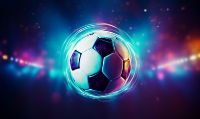 Fußball mit dynamischen Lichtern - obrazy, fototapety, plakaty