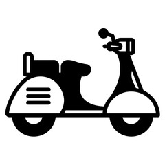 retro moped glyph and line vector illustration