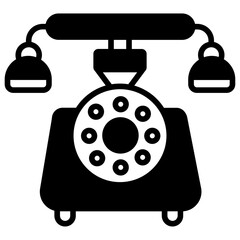 retro telephone glyph and line vector illustration