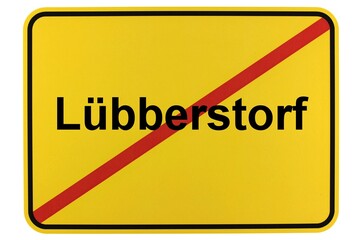 Illustration eines Ortsschildes der Gemeinde Lübberstorf in Mecklenburg-Vorpommern