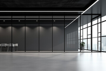 Empty office black wall space indoor