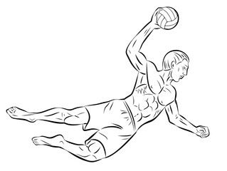 illustration of a volleyball player , vector drawing