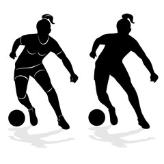 silhouette of soccer player, vector drawing