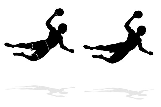 silhouette of a volleyball player , vector drawing