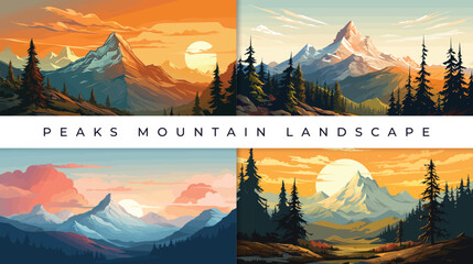 Peak Mountain landscape vector illustration background