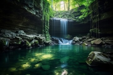Breathtaking long exposure shot of enormous and majestic waterfall in the heart of the jungle