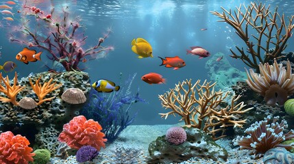 colorful fish in beautiful coral aquarium. 