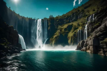 Fotobehang waterfall in yosemite generated by AI technology © abdur