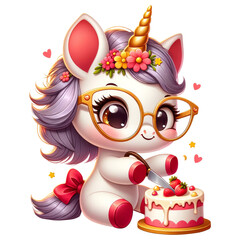 Naklejka premium Cute Birthday Unicorn Clipart