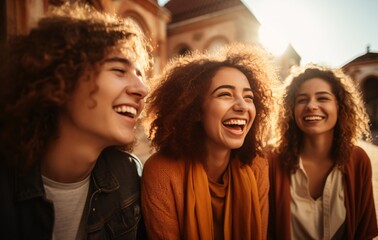 a group of people laughing