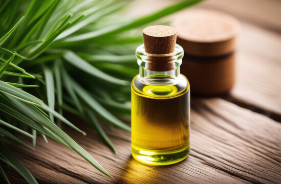 Cosmetic amber glass bottle with rooten Essential oil from Vetiver. Alternative aromatherapy. Natural and vegan ingredients in cosmetic and medicine
